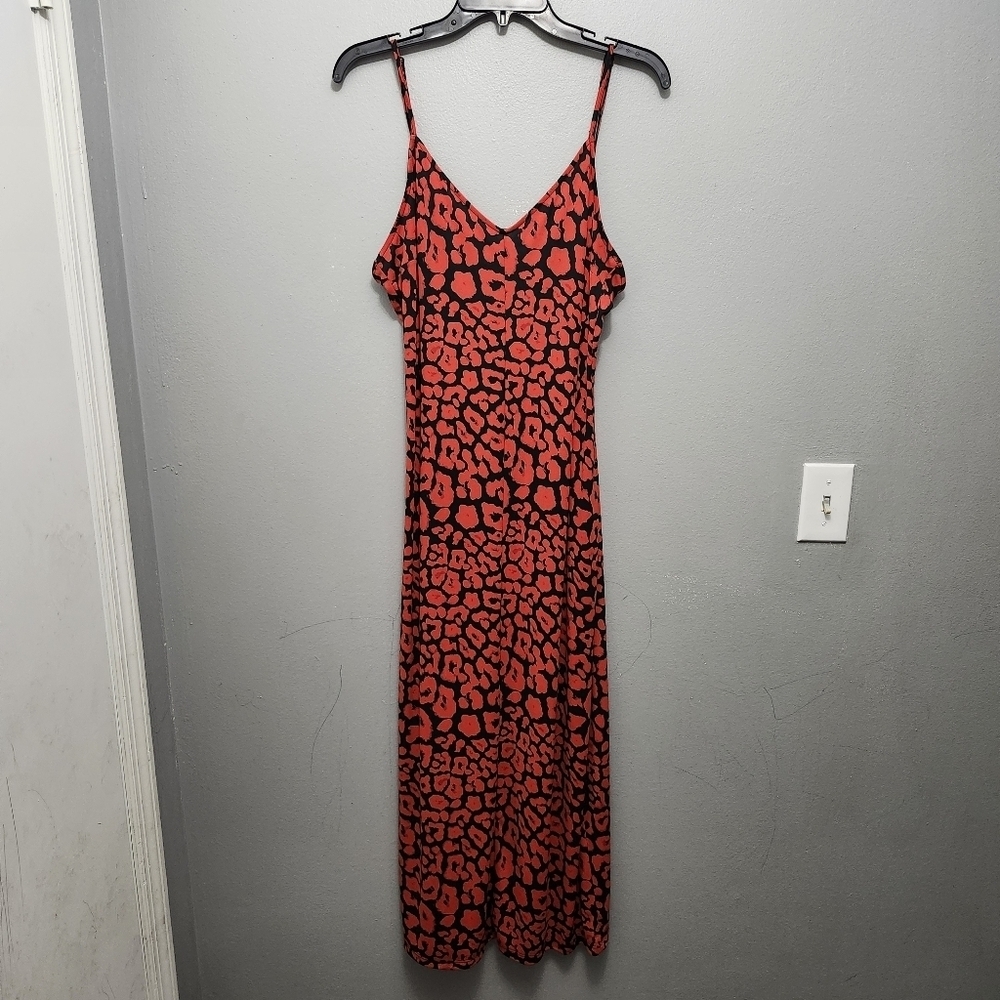 Urban outfitters women's maxi dress size large red and black spaghetti s…